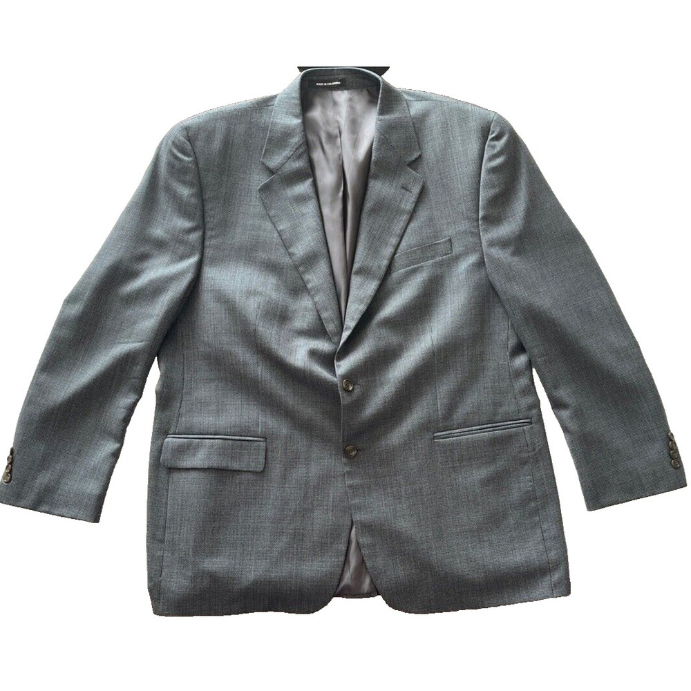 Lauren Ralph Lauren Men's Size 50L Suit Jacket Pure New Wool Gray Blue Knit